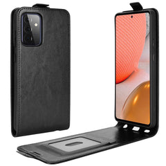 Samsung Galaxy A72 (4G / 5G) Vertikalt Flip Læder Cover m. Kortholder - Sort