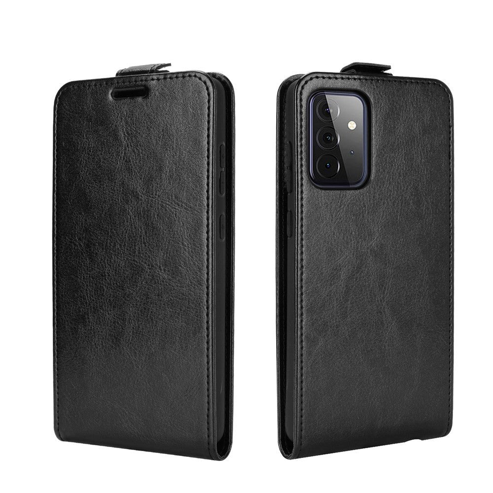 Samsung Galaxy A72 (4G / 5G) Vertikalt Flip Læder Cover m. Kortholder - Sort