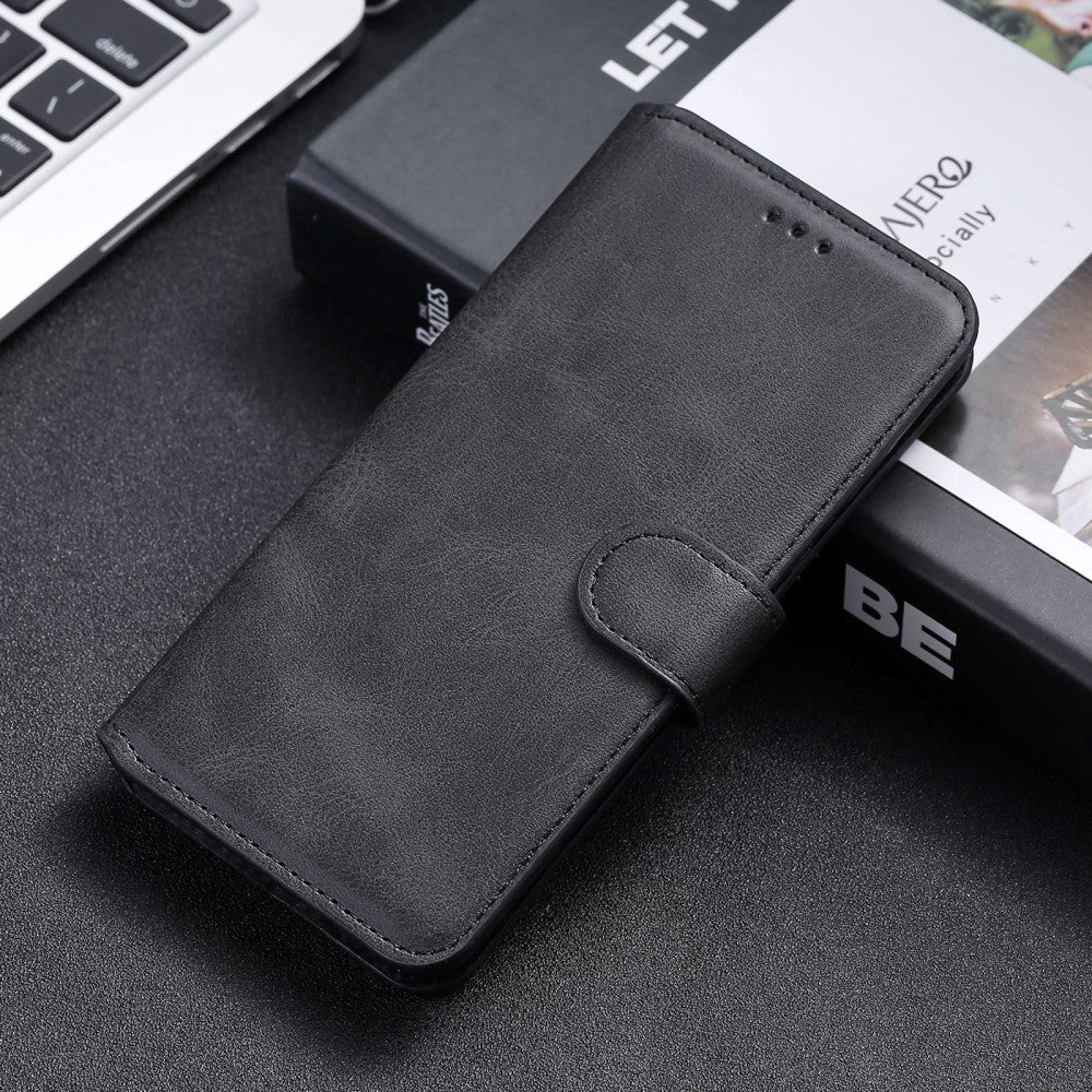 Samsung Galaxy A52s (5G) / A52 (4G / 5G) Blankt Læder Flip Cover m. Kortholder & Ståfunktion - Sort