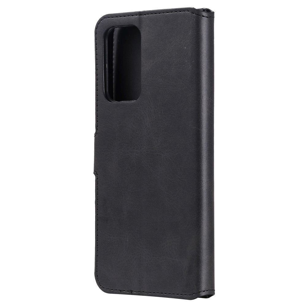 Samsung Galaxy A52s (5G) / A52 (4G / 5G) Blankt Læder Flip Cover m. Kortholder & Ståfunktion - Sort
