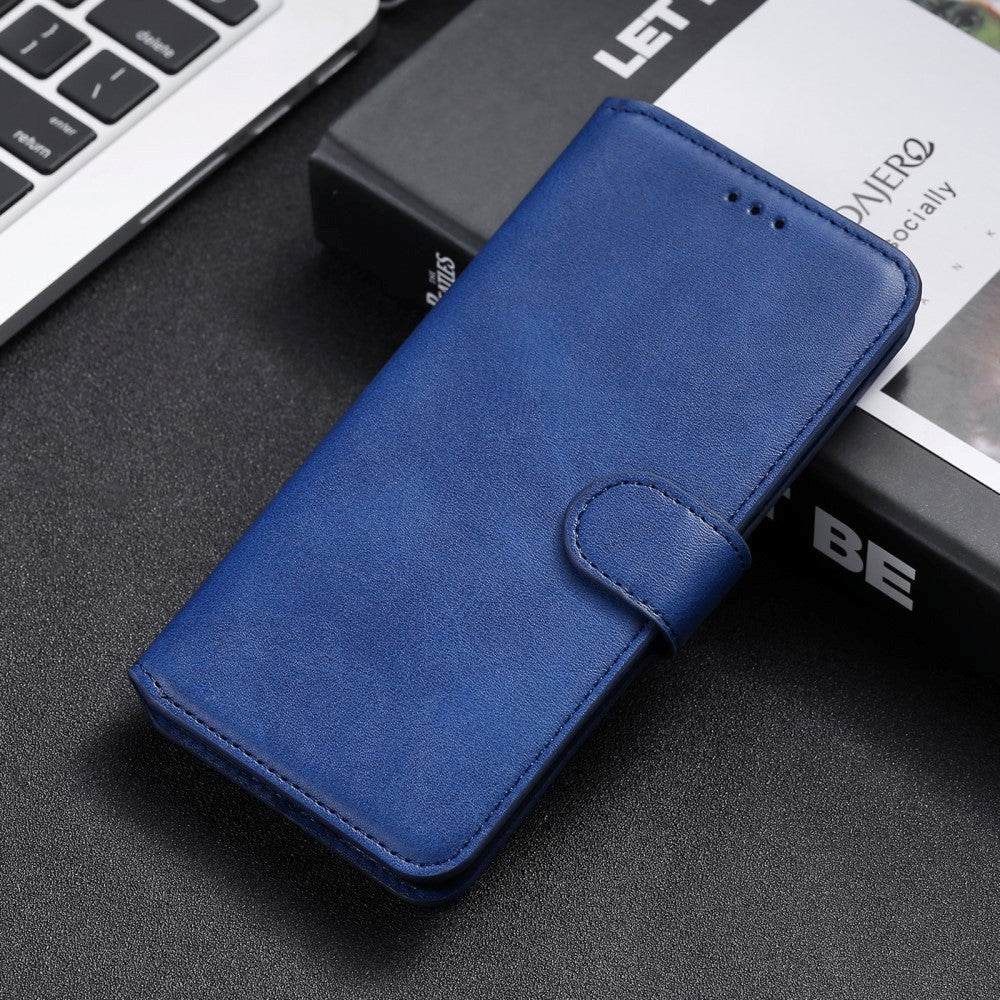 Samsung Galaxy A52s (5G) / A52 (4G / 5G) Blankt Læder Flip Cover m. Kortholder & Ståfunktion - Blå