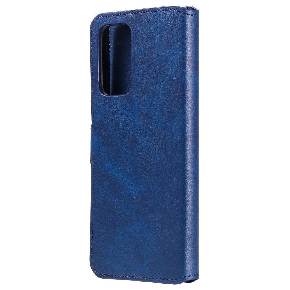 Samsung Galaxy A52s (5G) / A52 (4G / 5G) Blankt Læder Flip Cover m. Kortholder & Ståfunktion - Blå