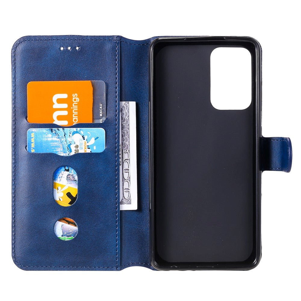 Samsung Galaxy A52s (5G) / A52 (4G / 5G) Blankt Læder Flip Cover m. Kortholder & Ståfunktion - Blå