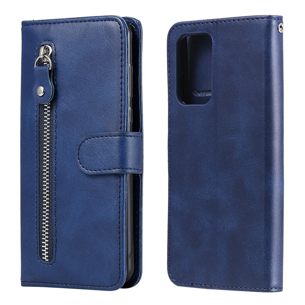 Samsung Galaxy A52s (5G) / A52 (4G / 5G) Læder Cover m. Lynlåslomme - Blå