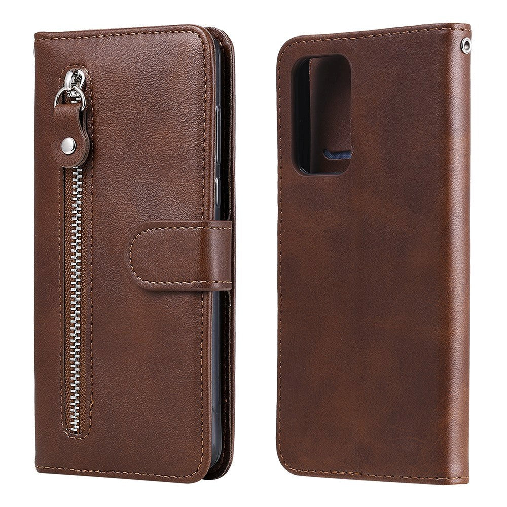 Samsung Galaxy A52s (5G) / A52 (4G / 5G) Læder Cover m. Lynlåslomme - Brun