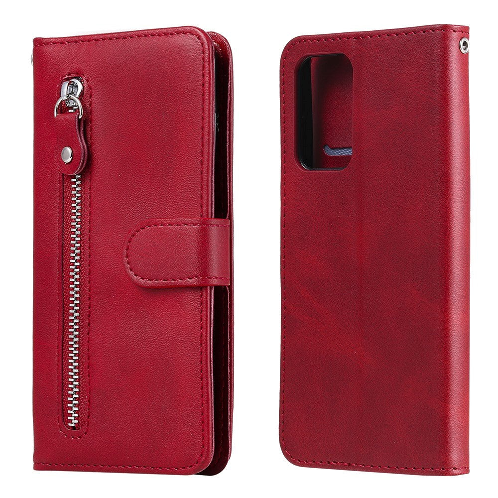 Samsung Galaxy A52s (5G) / A52 (4G / 5G) Læder Cover m. Lynlåslomme - Rød