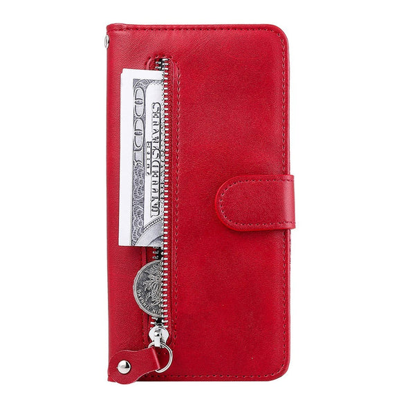 Samsung Galaxy A52s (5G) / A52 (4G / 5G) Læder Cover m. Lynlåslomme - Rød