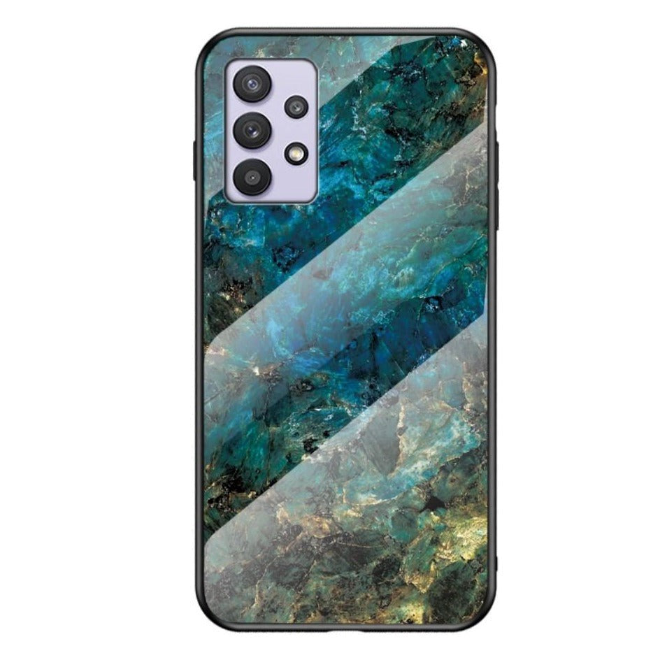 Samsung Galaxy A32 5G Fleksibel Plastik Cover - Smaragd Marmor