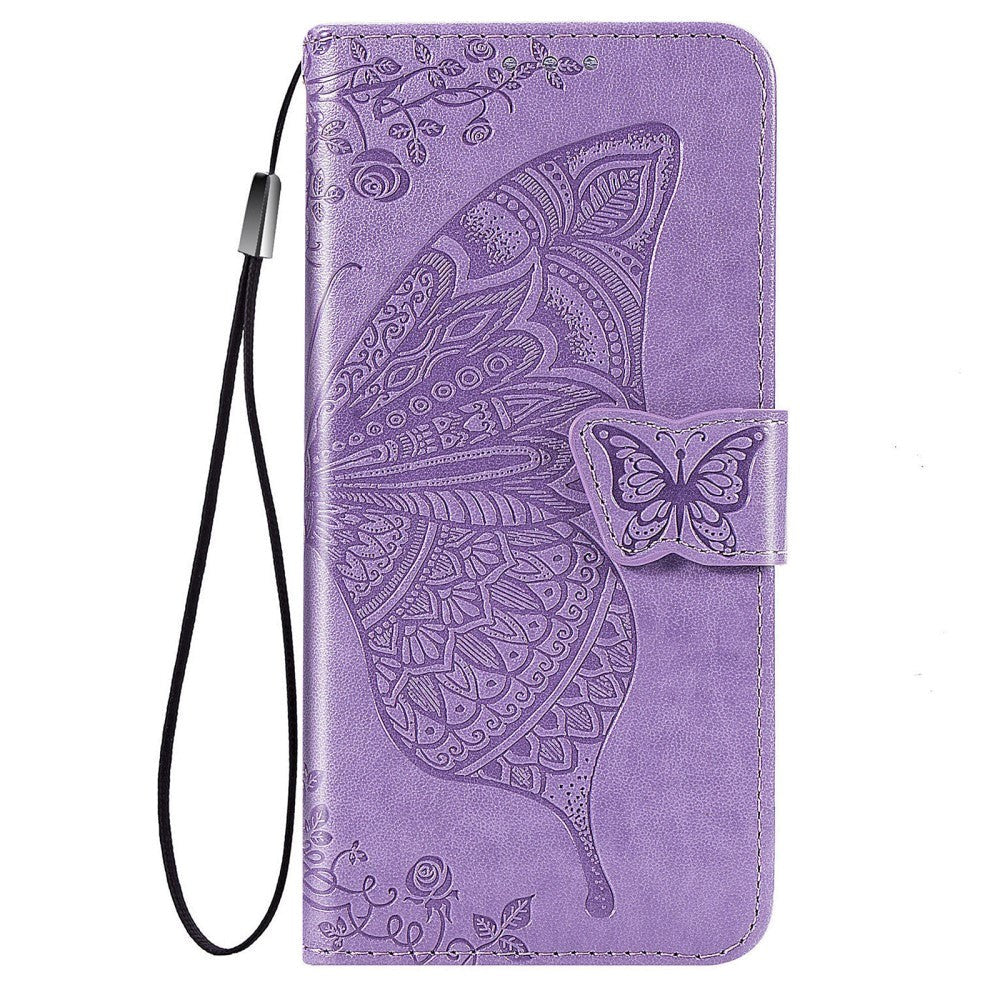 Samsung Galaxy A52s (5G) / A52 (4G / 5G) Læder Cover m. Pung Sommerfugl - Lavendel