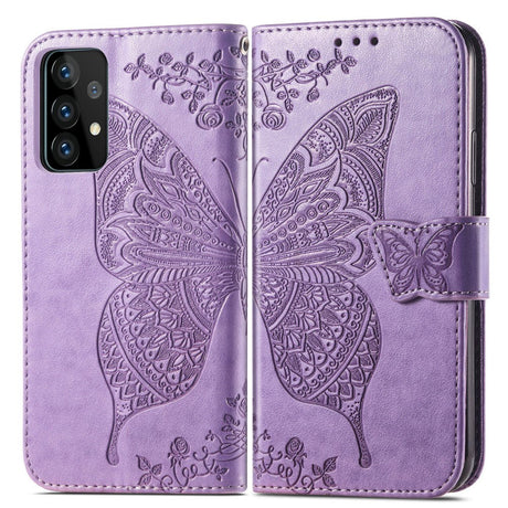 Samsung Galaxy A52s (5G) / A52 (4G / 5G) Læder Cover m. Pung Sommerfugl - Lavendel