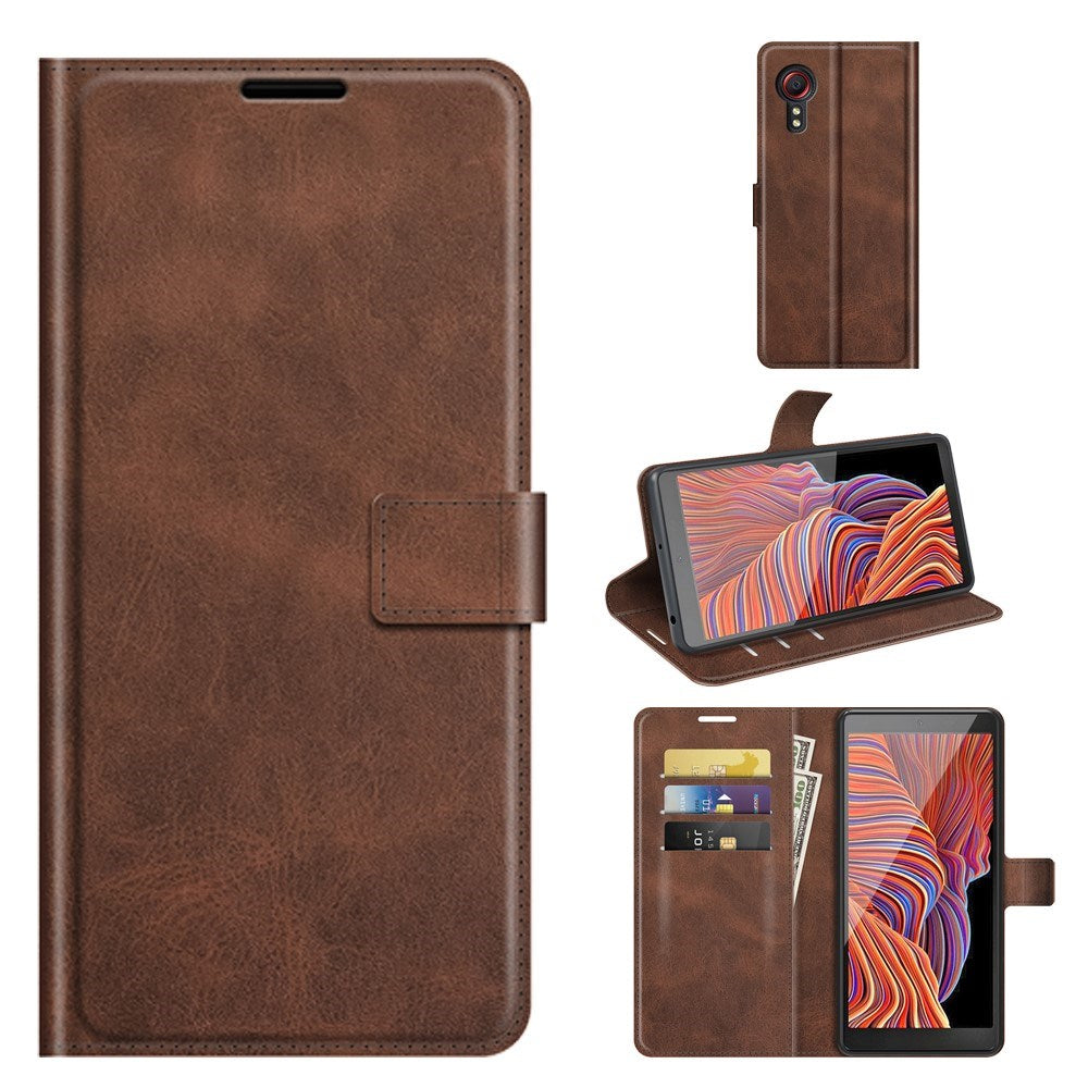 EIDERWOOD Samsung Galaxy Xcover 5 Kunstlæder Flip Cover m. Kortholder & Ståfunktion - Brun