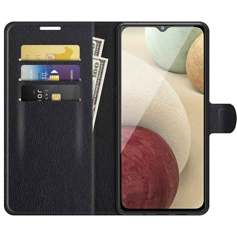 Samsung Galaxy A22 (4G) Litchi Læder Cover m. Pung - Sort