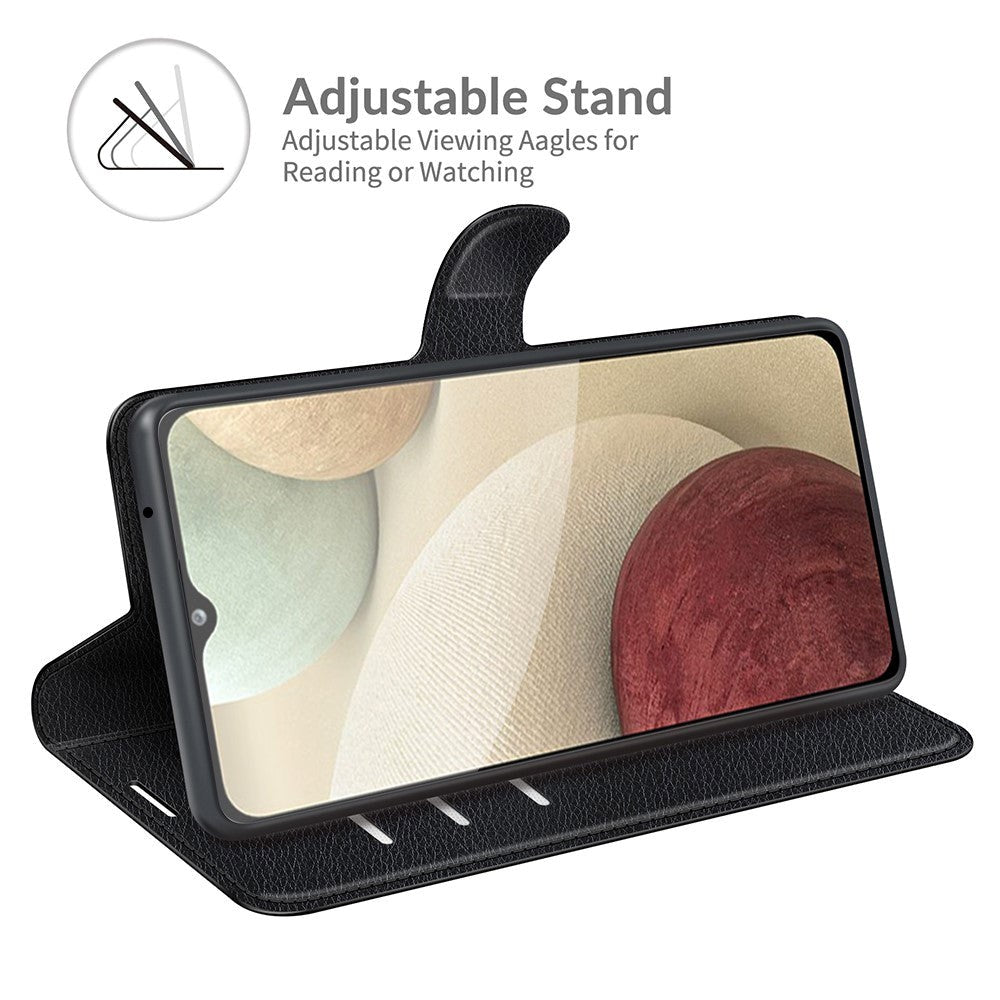 Samsung Galaxy A22 (4G) Litchi Læder Cover m. Pung - Sort