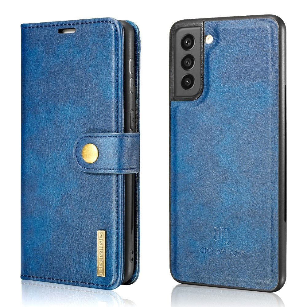 Samsung Galaxy S21 FE (5G) DG.MING Retro Læder Magnet Cover m. Pung - 2 in 1 - Blå