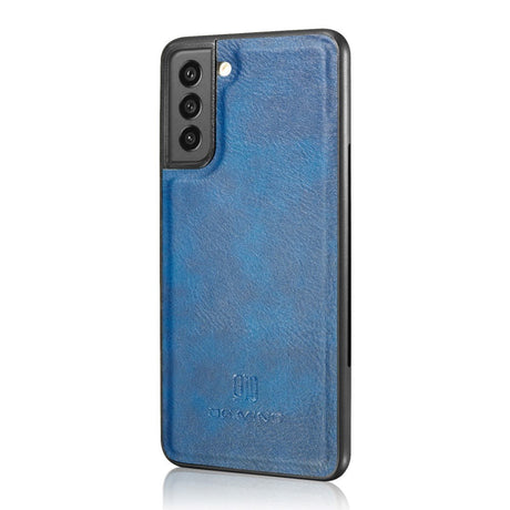 Samsung Galaxy S21 FE (5G) DG.MING Retro Læder Magnet Cover m. Pung - 2 in 1 - Blå