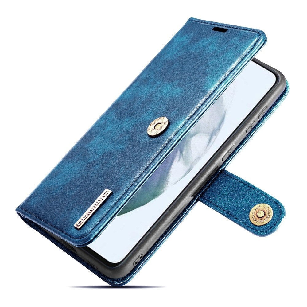 Samsung Galaxy S21 FE (5G) DG.MING Retro Læder Magnet Cover m. Pung - 2 in 1 - Blå