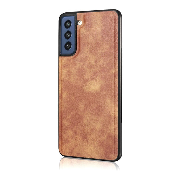 Samsung Galaxy S21 FE (5G) DG.MING Retro Læder Magnet Cover m. Pung - 2 in 1 - Brun