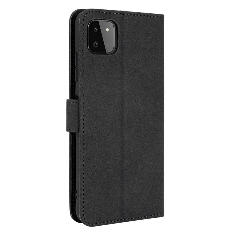 Samsung Galaxy A22 (5G) Blødt Læder Cover m. Pung - Sort