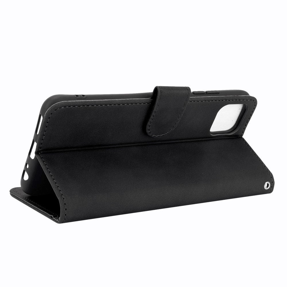 Samsung Galaxy A22 (5G) Blødt Læder Cover m. Pung - Sort