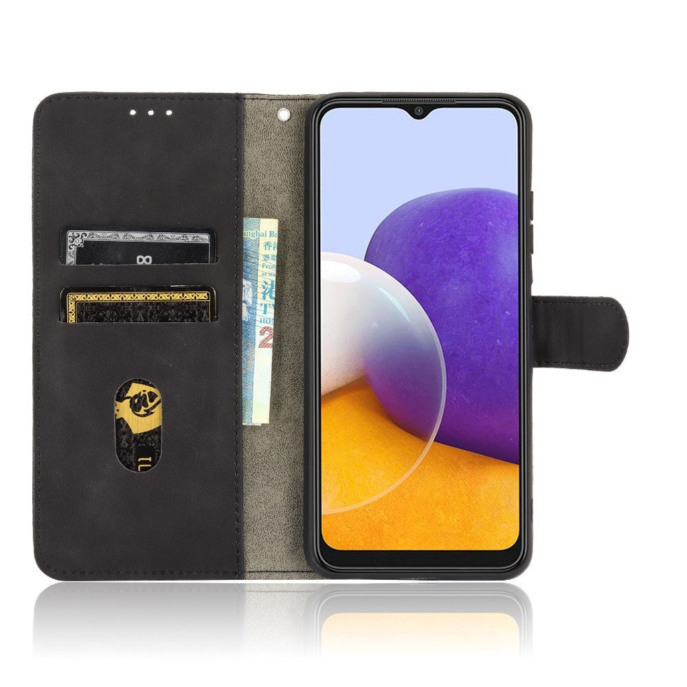 Samsung Galaxy A22 (5G) Blødt Læder Cover m. Pung - Sort