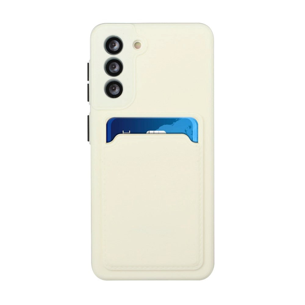 Samsung Galaxy S21 Fleksibelt Plastik Cover m. Kortholder - Hvid