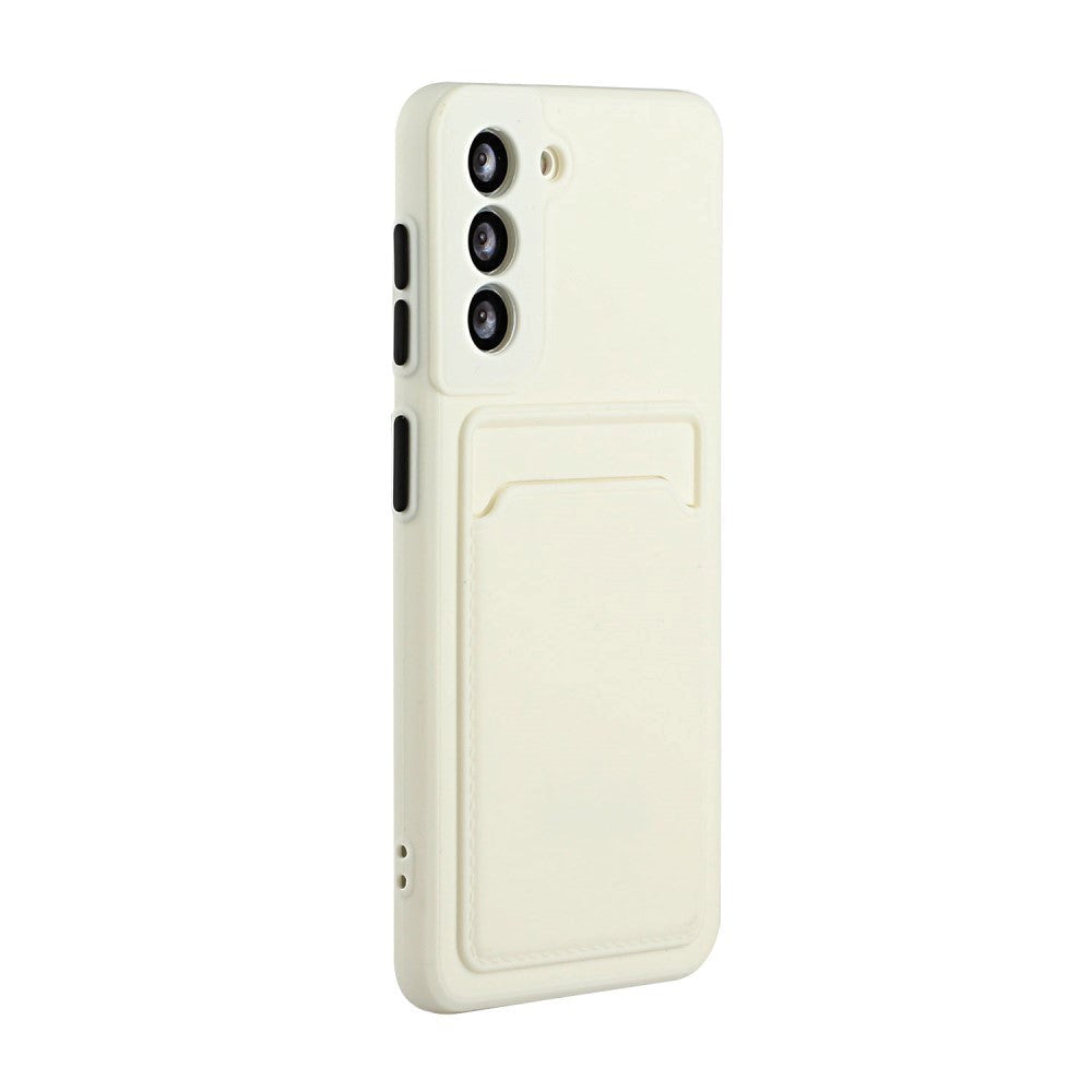 Samsung Galaxy S21 Fleksibelt Plastik Cover m. Kortholder - Hvid