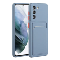Samsung Galaxy S21 Fleksibelt Plastik Cover m. Kortholder - Blå