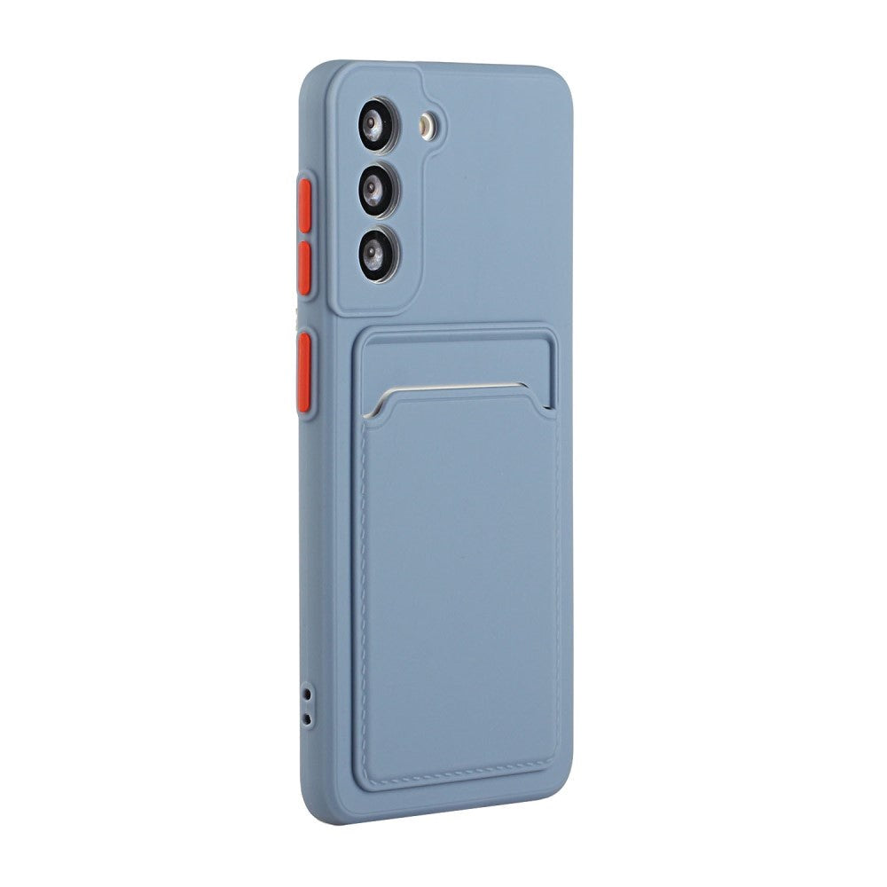 Samsung Galaxy S21 Fleksibelt Plastik Cover m. Kortholder - Blå
