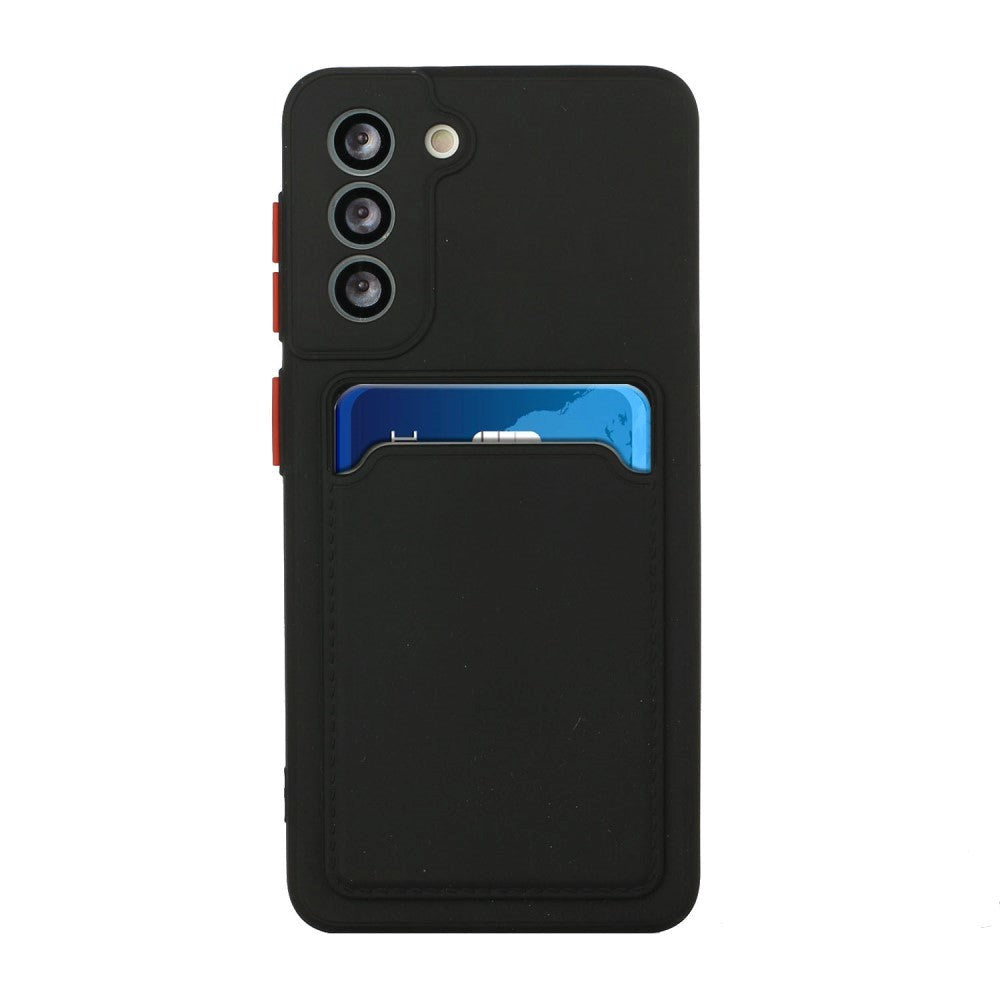 Samsung Galaxy S21 Fleksibelt Plastik Cover m. Kortholder - Sort