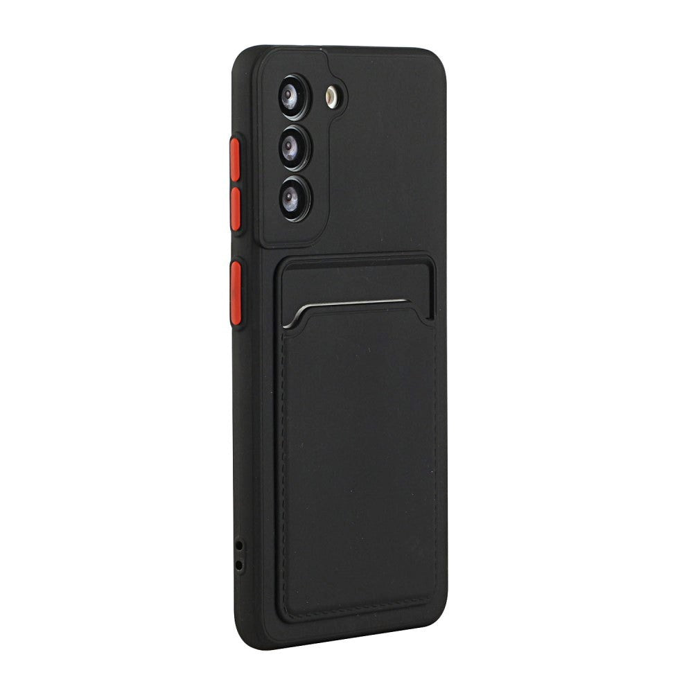 Samsung Galaxy S21 Fleksibelt Plastik Cover m. Kortholder - Sort