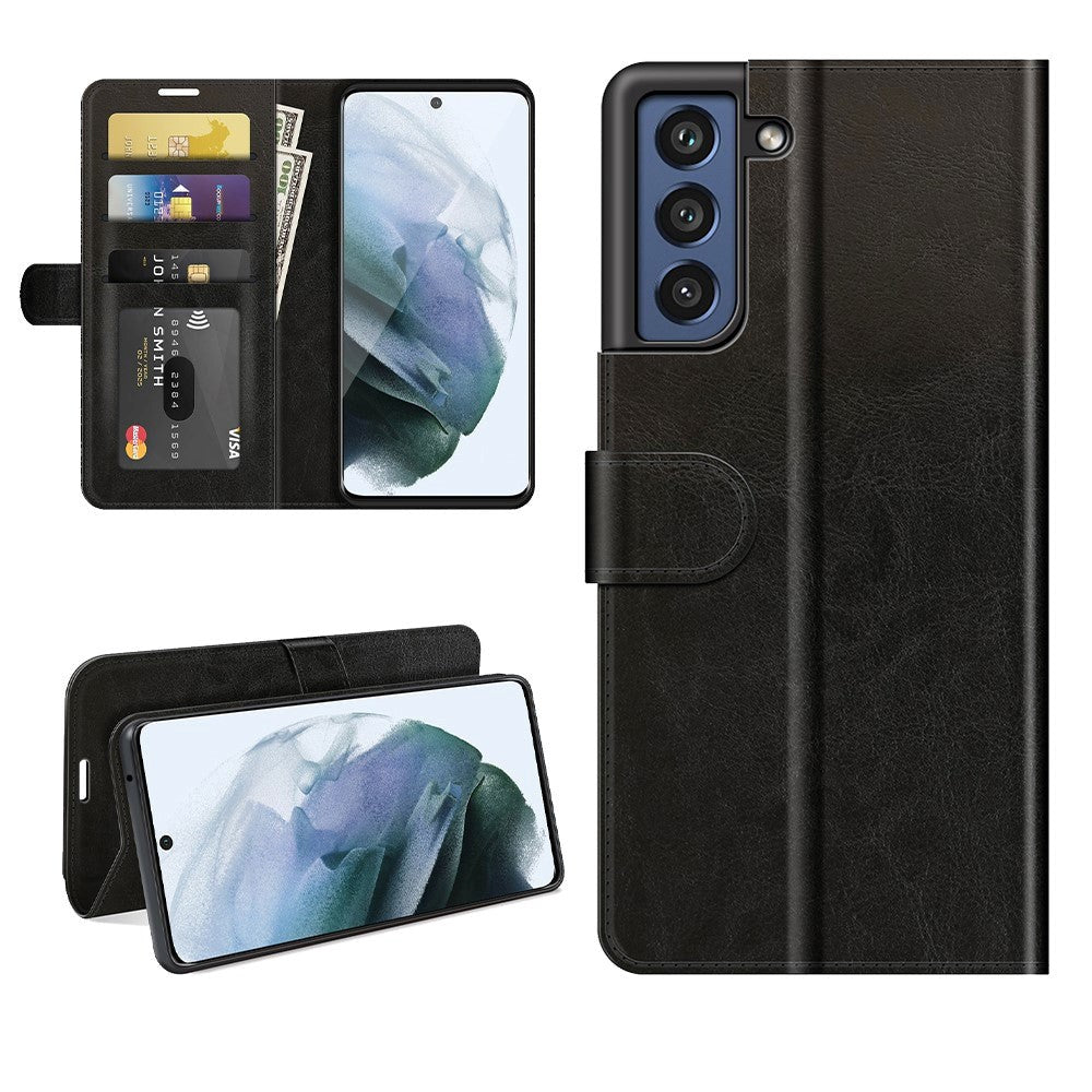 Samsung Galaxy S21 FE (5G) Neutralt Læder Cover m. Pung - Sort