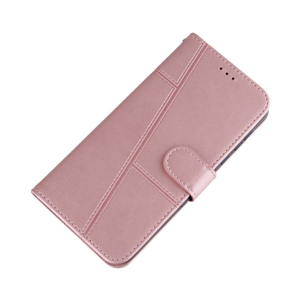 Samsung Galaxy S21 FE (5G) Læder Flip Cover m. Stander & Kortholder - Lyserød