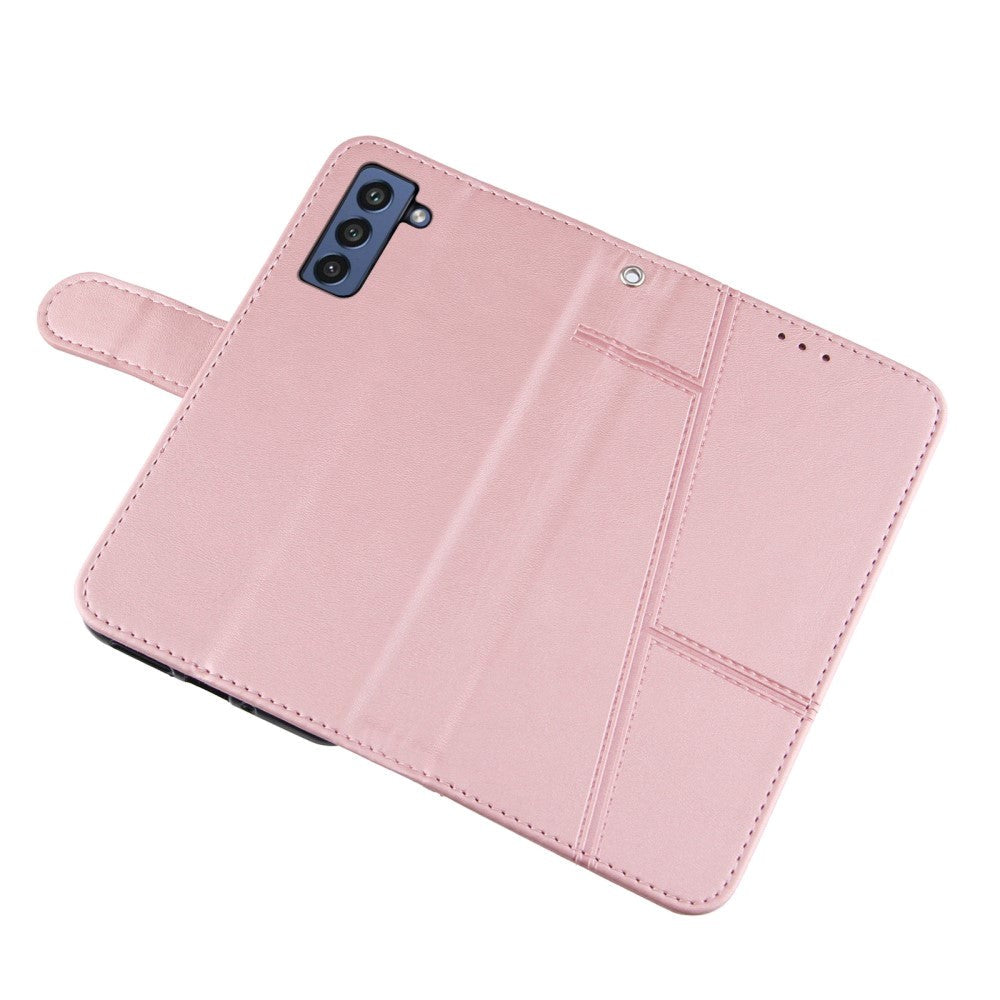 Samsung Galaxy S21 FE (5G) Læder Flip Cover m. Stander & Kortholder - Lyserød