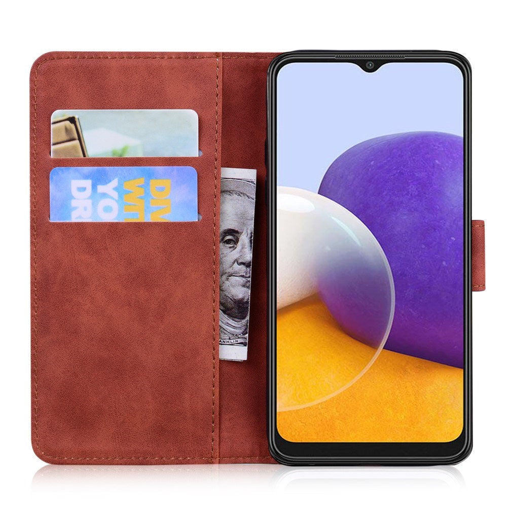 EIDERWOOD Samsung Galaxy A22 (5G) Kunstlæder Flip Cover m. Kortholder & Ståfunktion - Brun