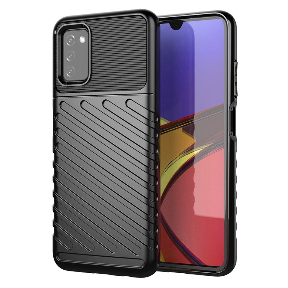 Samsung Galaxy A03s Thunder Series Twill Plastik Cover - Sort
