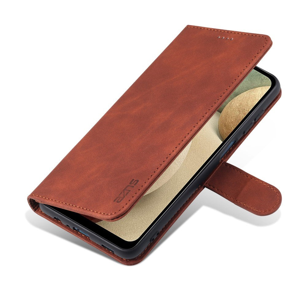 EIDERWOOD Samsung Galaxy A12 Kunstlæder Flip Cover m. Kortholder & Ståfunktion - Brun