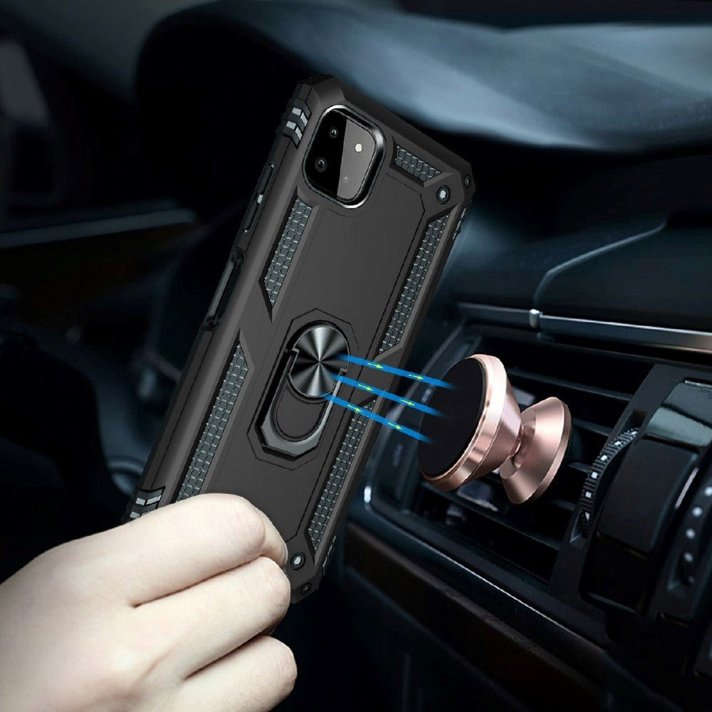 Samsung Galaxy A22 (5G) Hybrid Håndværker Cover m. Magnetisk Kickstand - Sort