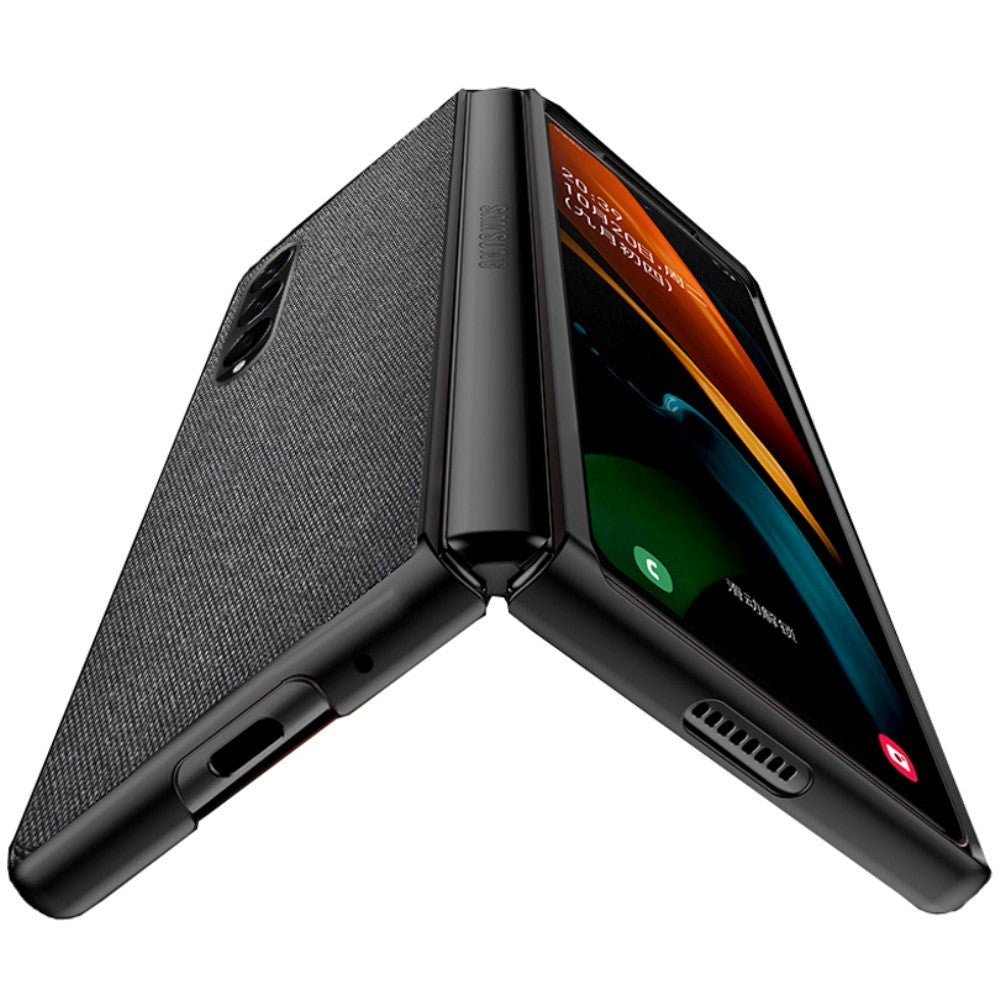 Samsung Galaxy Z Fold3 5G Carbon Fiber Læderbetrukket Cover - Sort