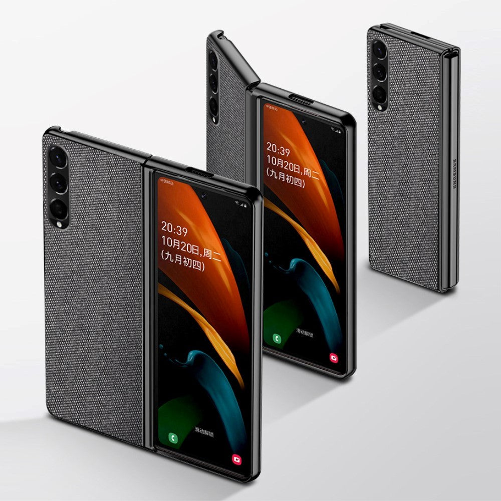 Samsung Galaxy Z Fold3 5G Carbon Fiber Læderbetrukket Cover - Sort