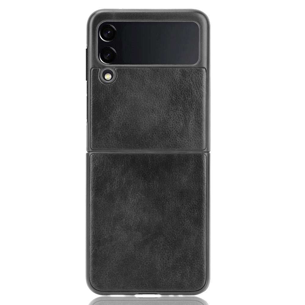 Samsung Galaxy Z Flip3 (5G) Simpelt Cover m. Læder Bagside - Sort