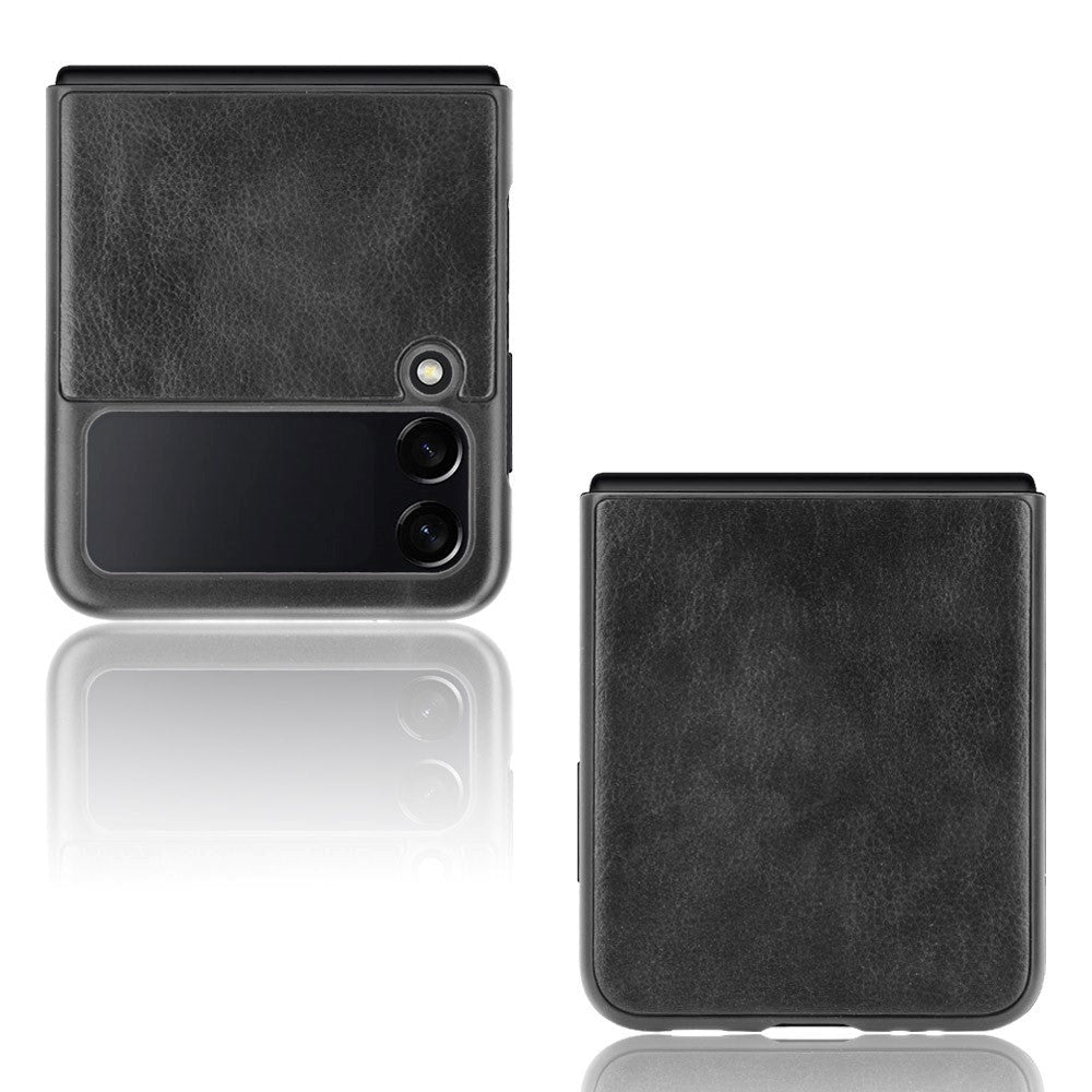 Samsung Galaxy Z Flip3 (5G) Simpelt Cover m. Læder Bagside - Sort