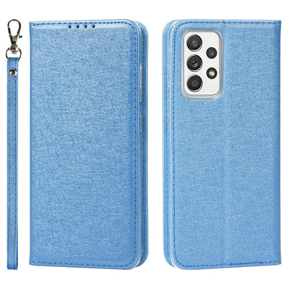 Samsung Galaxy A52 (4G / 5G) / A52s (5G) Læder Cover - Silke Tekstur m. Pung - Blå
