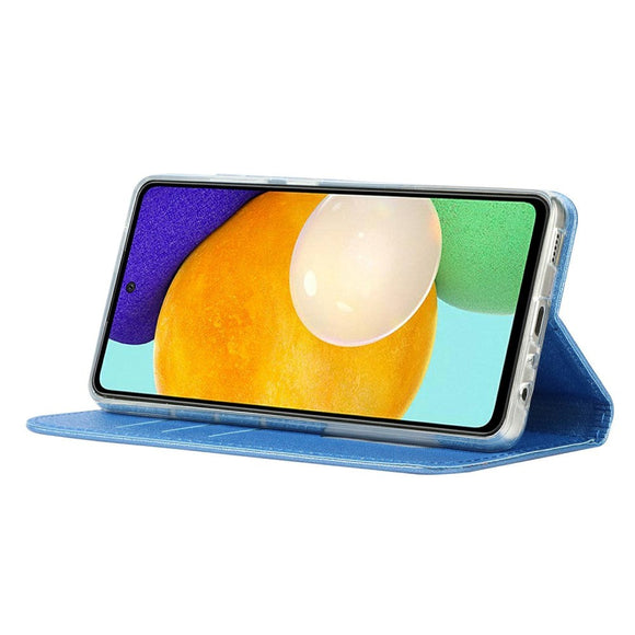 Samsung Galaxy A52 (4G / 5G) / A52s (5G) Læder Cover - Silke Tekstur m. Pung - Blå
