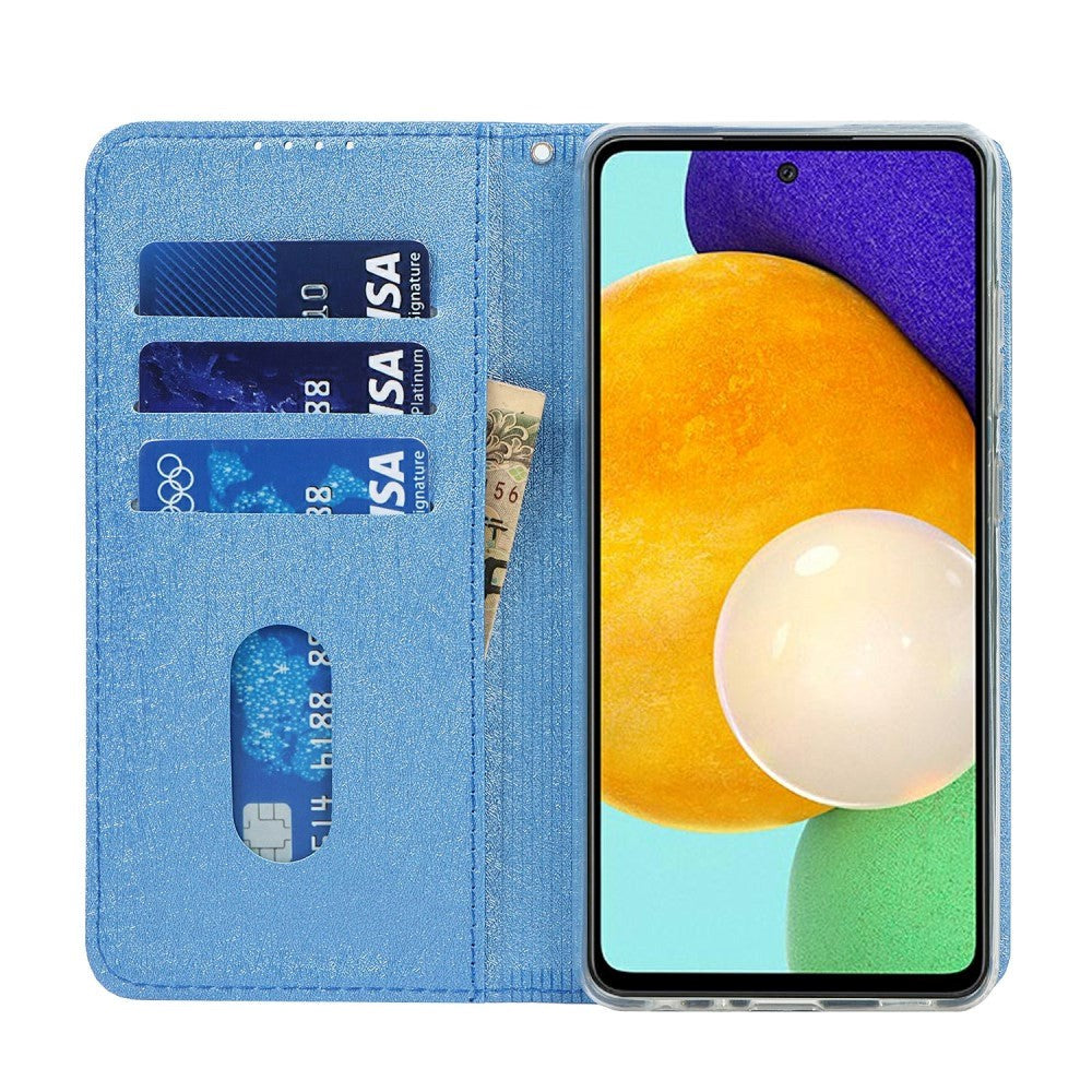 Samsung Galaxy A52 (4G / 5G) / A52s (5G) Læder Cover - Silke Tekstur m. Pung - Blå
