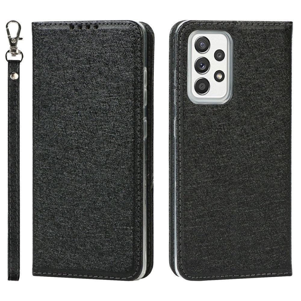 Samsung Galaxy A52 (4G / 5G) / A52s (5G) Læder Cover - Silke Tekstur m. Pung - Sort