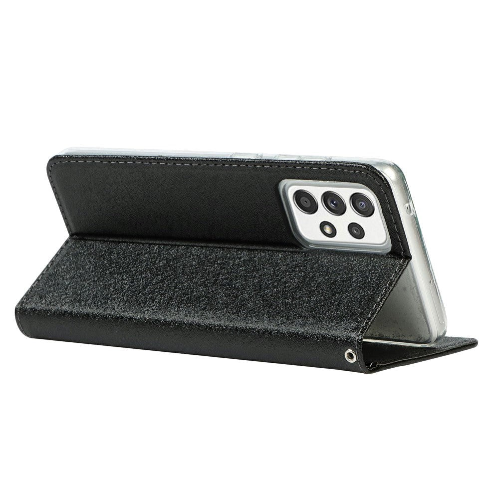 Samsung Galaxy A52 (4G / 5G) / A52s (5G) Læder Cover - Silke Tekstur m. Pung - Sort