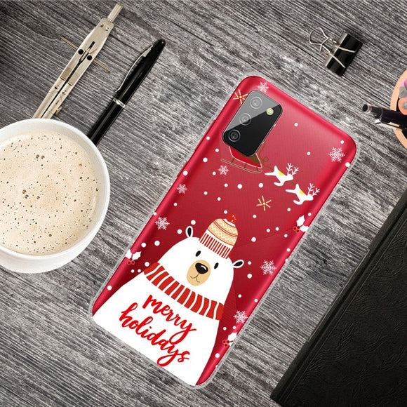 Samsung Galaxy A03s Fleksibelt Plast Julecover - Merry Christmas - Isbjørn