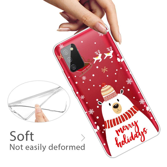 Samsung Galaxy A03s Fleksibelt Plast Julecover - Merry Christmas - Isbjørn