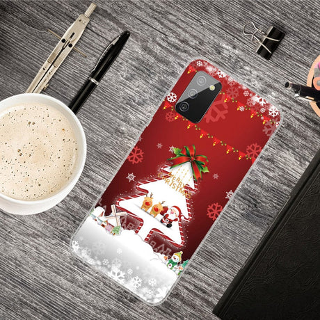 Samsung Galaxy A03s Fleksibelt Plast Julecover - Merry Christmas - Juletræ & Snefnug