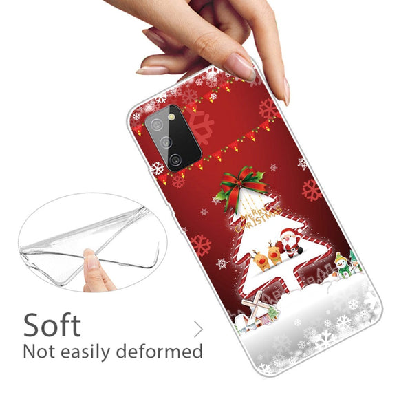 Samsung Galaxy A03s Fleksibelt Plast Julecover - Merry Christmas - Juletræ & Snefnug